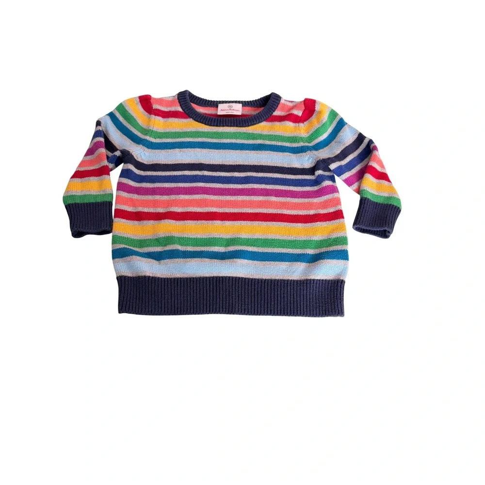 Hanna Andersson Sweater Rainbow Stripe Knit Crewneck Size 90 (U.S. 3T)